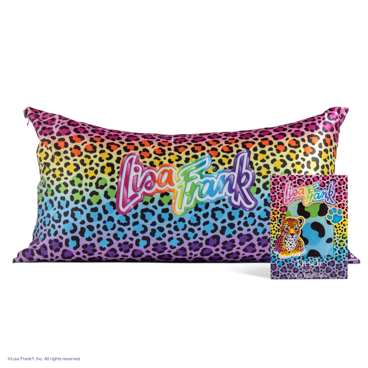 Lisa Frank x Kitsch King Satin Pillowcase in Rainbow Leopard - King