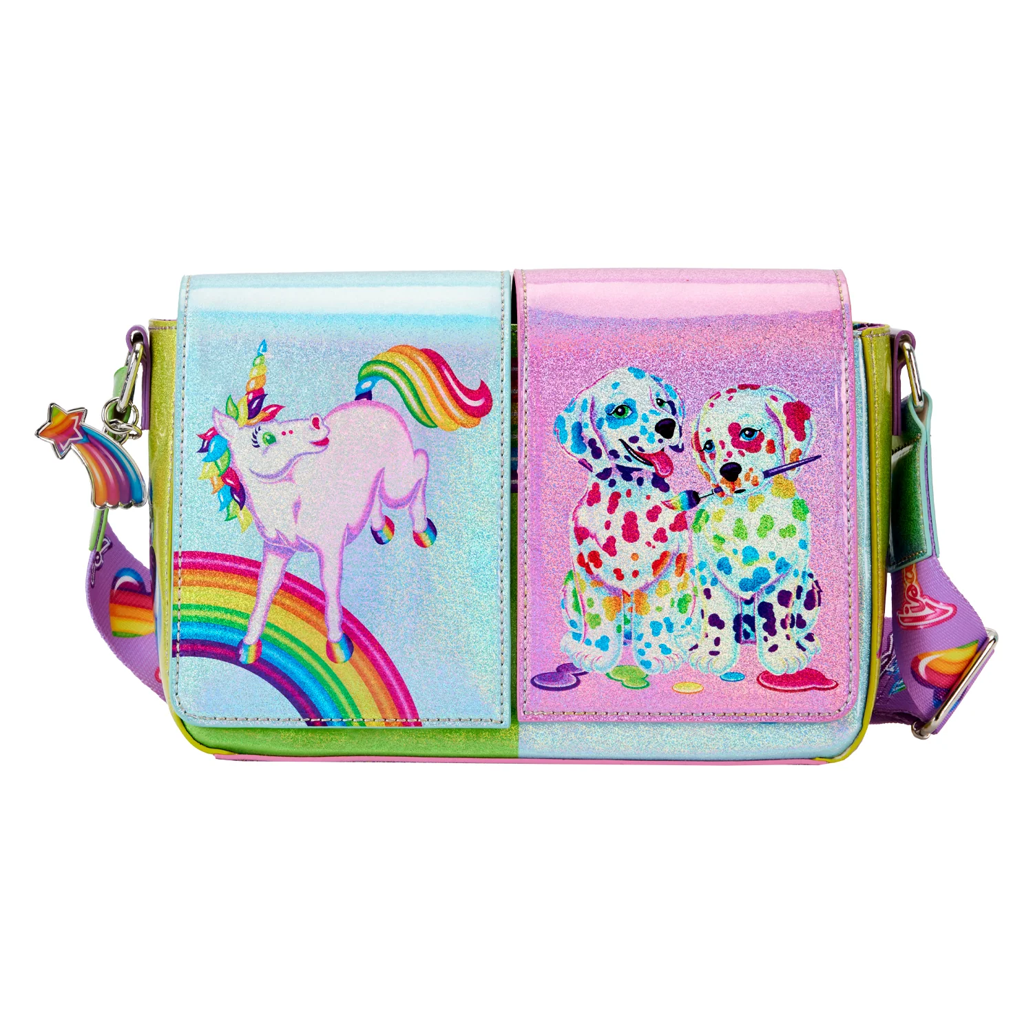 Holographic Glitter Color Block Crossbody Bag