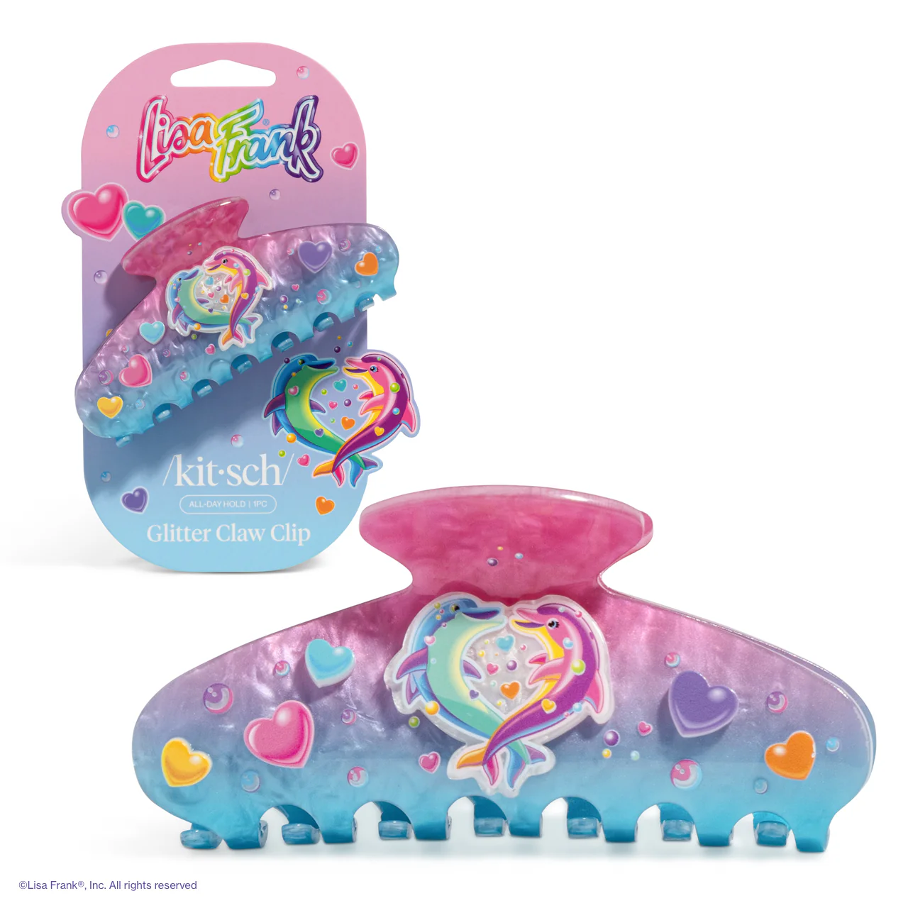 Lisa Frank x Kitsch Glitter Claw Clip in Dancing Dolphins™