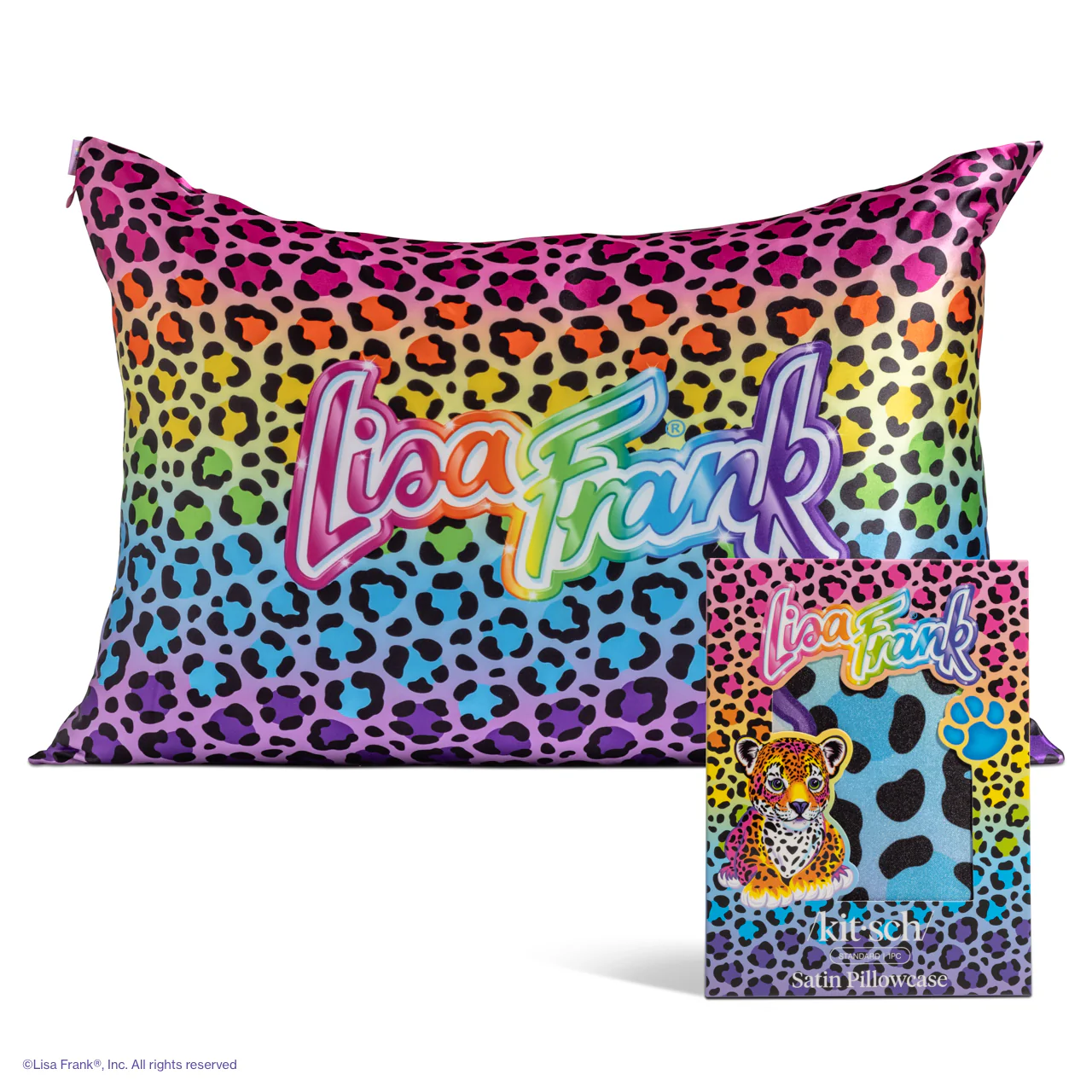 Lisa Frank x Kitsch Satin Pillowcase in Rainbow Leopard